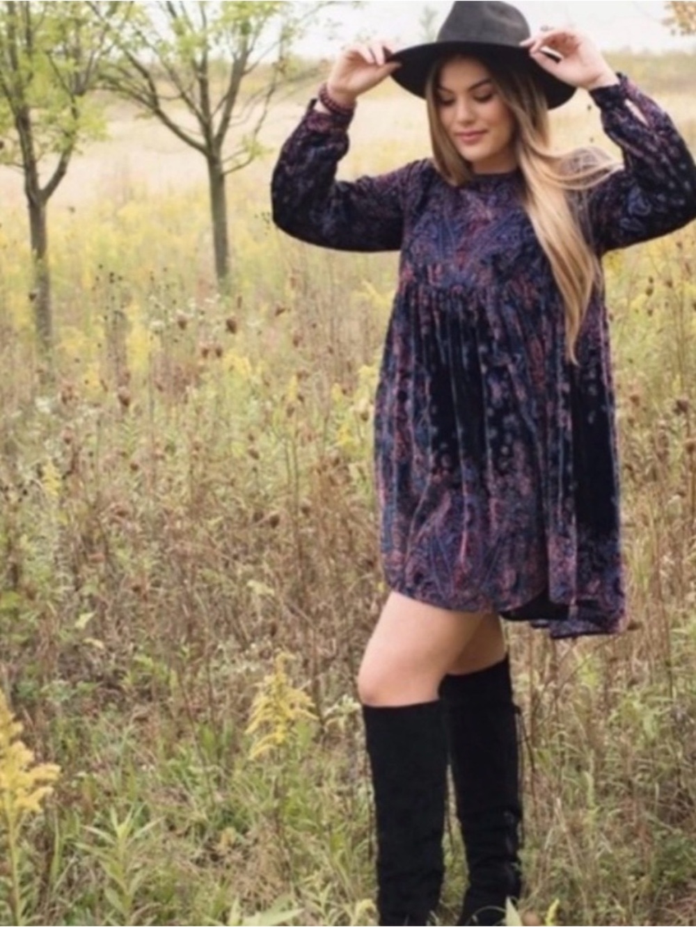 Free People Mirror Mirror Velvet Burnout Mini Dress XS WhimsyGoth Dark Fairy